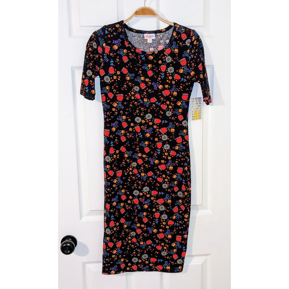 LuLaRoe Julia‎ Dress Floral Print Casual Fitted Dress XXS Comfort Stretch NWT